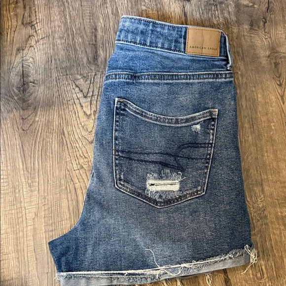 American Eagle Outfitters Blue Distressed Jean Shorts - Picture 2 of 4
